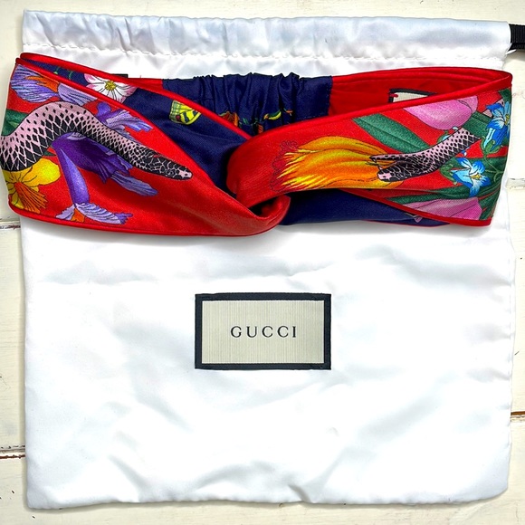 Gucci Accessories - GUCCI red and blue silk headband